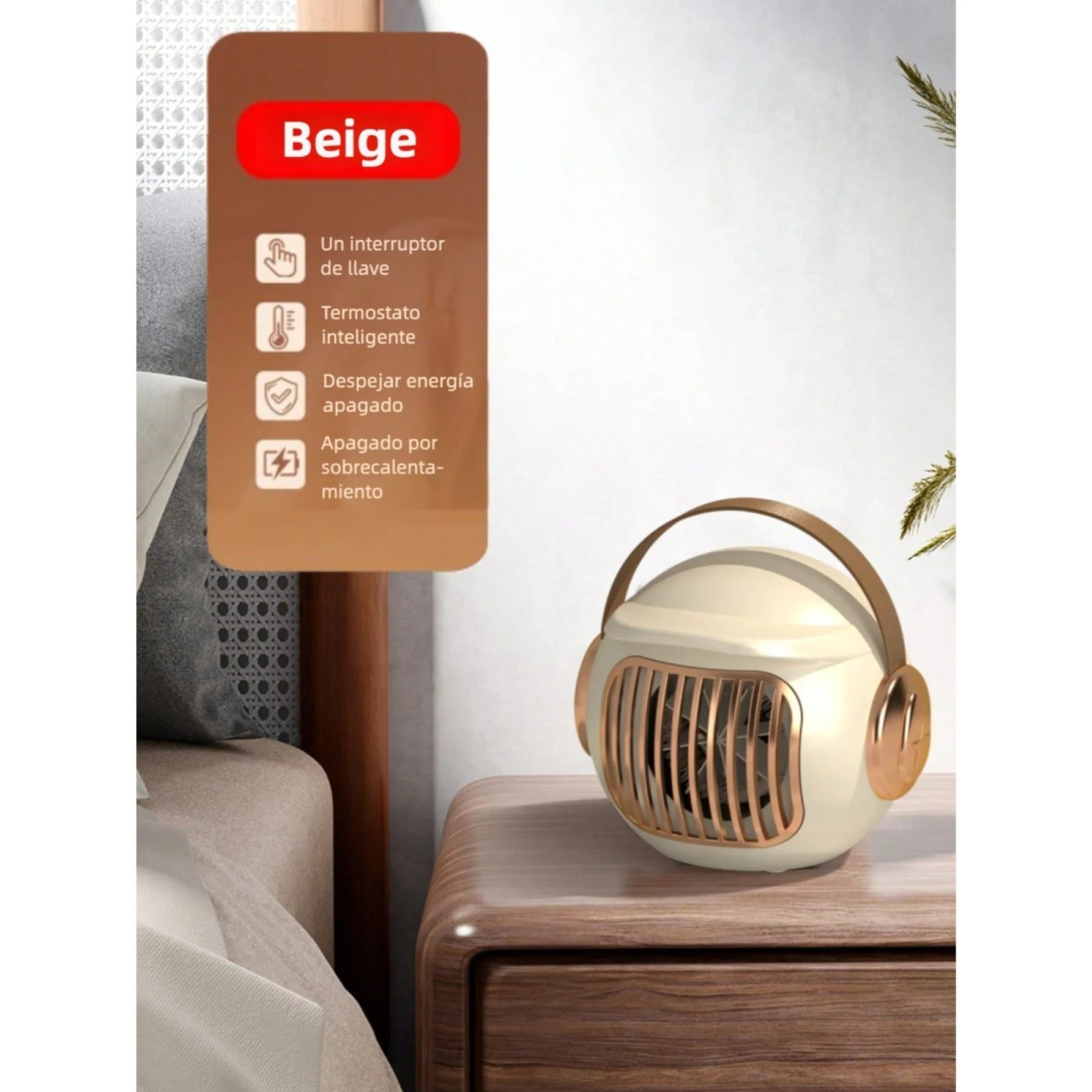 Calentador Eléctrico Portátil para Oficina, Calentador y Ventilador de 1500W, Calentador de Escritorio para Oficina y Hogar, Protección Contra Sobrecalentamiento y Volteo
