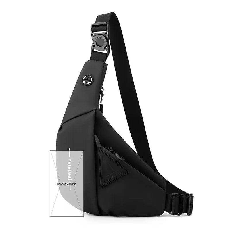 Bolso de Pecho Impermeable para Hombre, Bandolera, Mochila para Viajes Diarios, Membrana de Cuero Resistente a Salpicaduras, Ideal para Viajes Casuales
