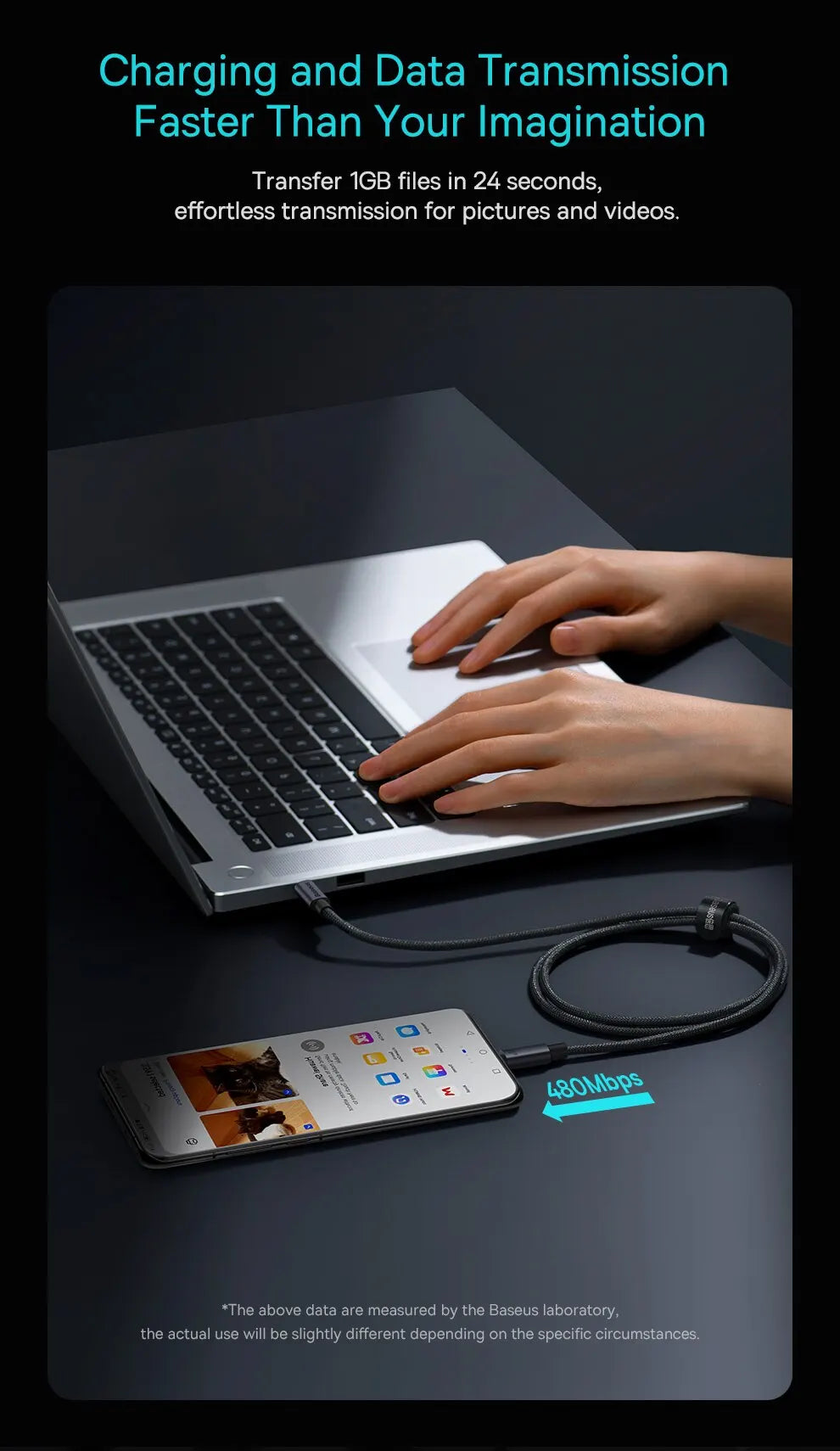 Baseus-Cable USB tipo C de carga rápida, cargador de 100W, PD, para iPhone 16, 15 Plus Pro Max, Macbook, Xiaomi y Samsung