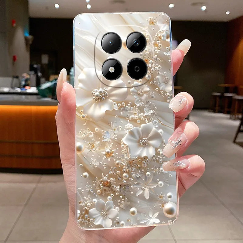 Funda para Teléfono Xiaomi Redmi Note 15 Pro 4G, Carcasa Protectora con Diseño de Lazo de Mariposa, Transparente, de Silicona TPU Suave