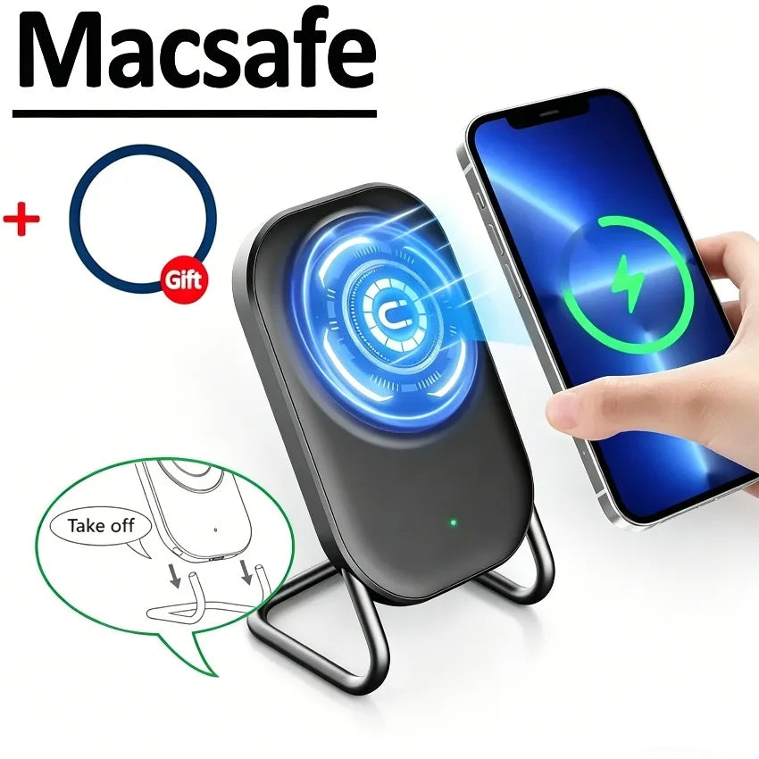 Cargador Inalámbrico Magnético, Soporte de Escritorio Ajustable y Desmontable, Estación de Carga Rápida Compatible con iPhone 17, 16, 15, 14, 13 Series