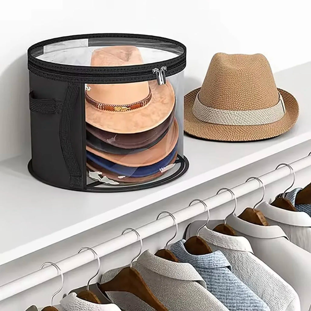 Caja de Almacenamiento Plegable Grande para Sombreros, Bolsa Transparente a Prueba de Polvo, Bolsa Portátil para Guardar Sombreros de Playa, Bolsa para Sombreros de Ala Redonda de Mezclilla
