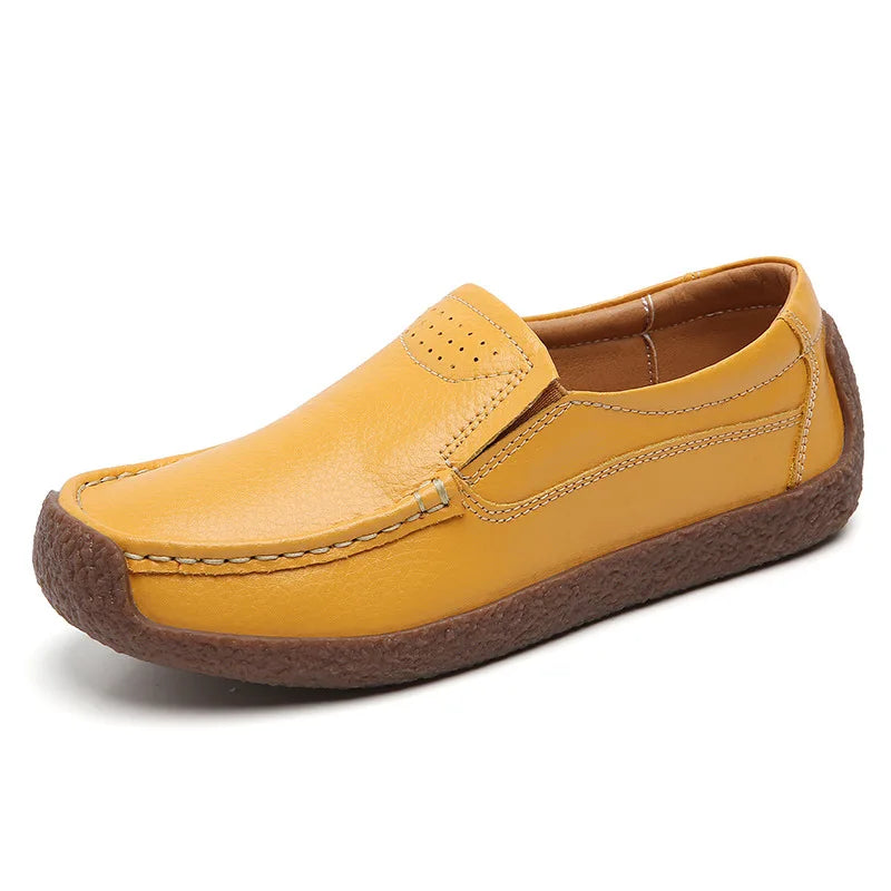Zapatos informales De cuero genuino para Mujer, zapatillas De ocio, mocasines sin cordones De marca De lujo para Mujer, mocasines suaves para Mujer, Zapatos De Mujer