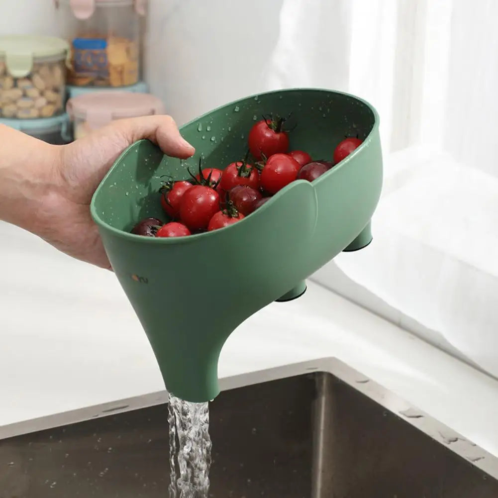 Cesta de drenaje para cocina con forma de elefante, material PP, 10*14*22cm, colador multifuncional para fregadero, lavador de frutas y verduras, cesta de almacenamiento