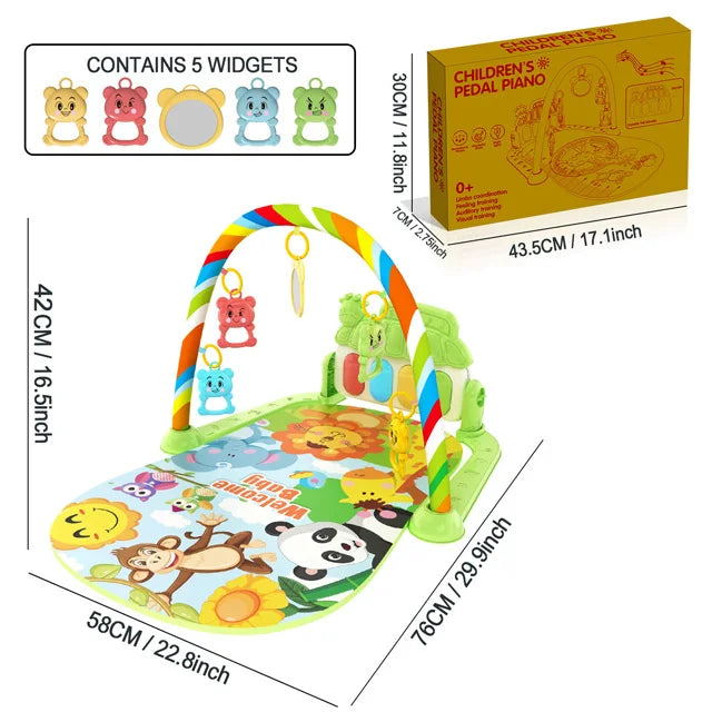 Alfombra de gimnasio para actividades musicales para bebé, alfombra para recién nacido, Pedal, teclado de Piano, estante de Fitness infantil, tapete para gatear, juguetes de regalo