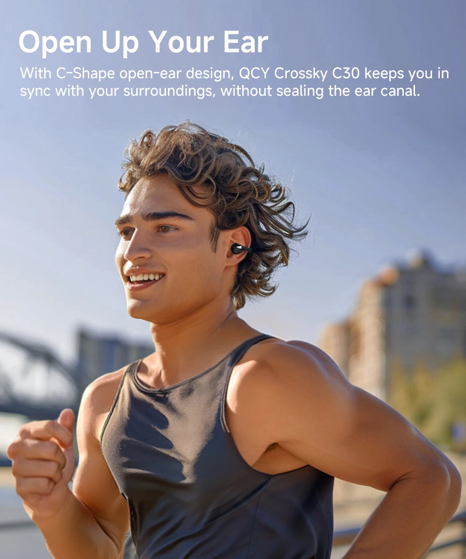 QCY Crossky C30 auriculares con Clip para la oreja Bluetooth 5,4 inalámbricos de oído abierto deportes TWS auriculares de doble conexión