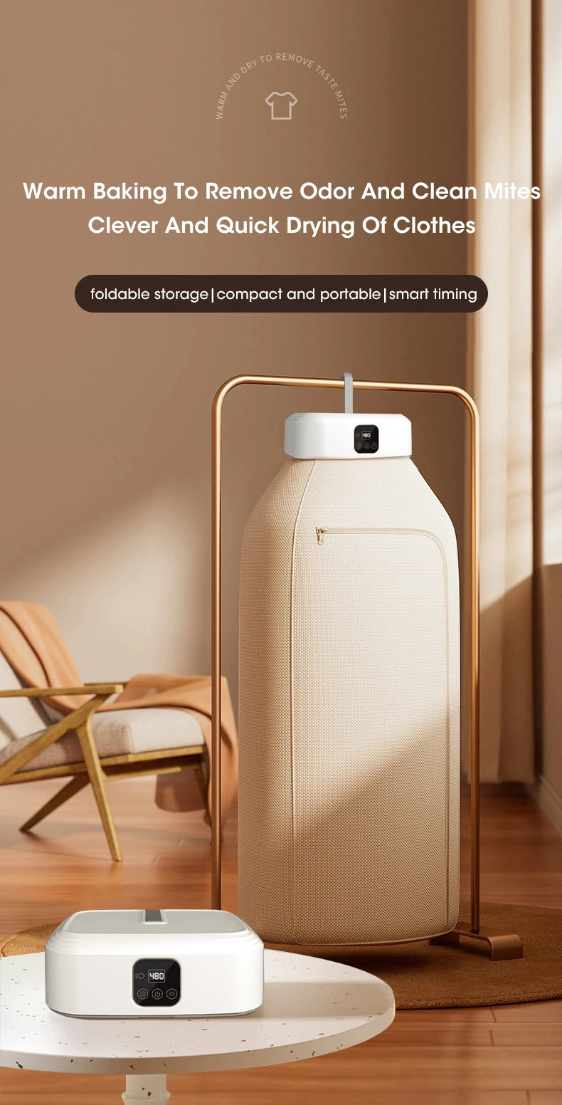 Secadora de Ropa Eléctrica Portátil, Tendedero Plegable Inteligente con Esterilización con Luz UV para Uso en el Hogar y Viajes