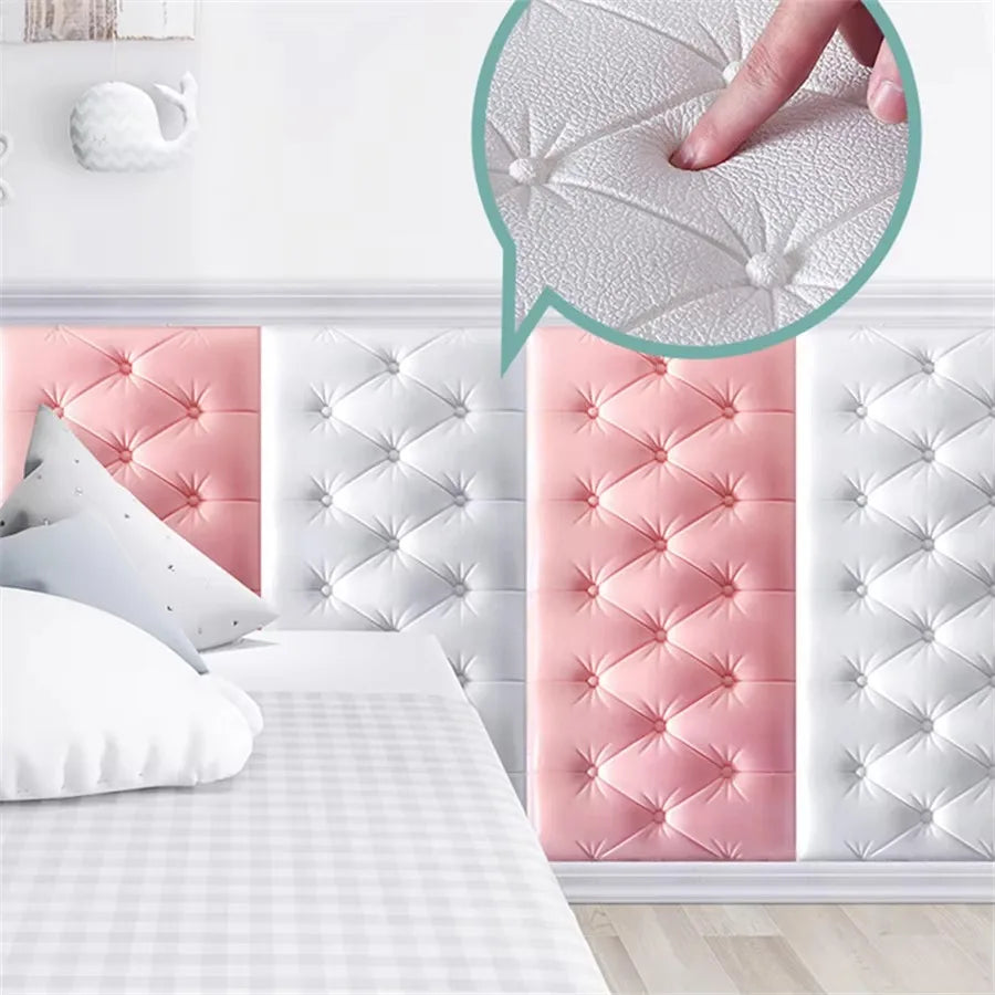 Papel Tapiz Autoadhesivo 3D, Almohadilla de Pared Anticolisión, para Dormitorio Infantil, Sala de Estar, Almohadilla de Espuma Suave, Decoración del Hogar