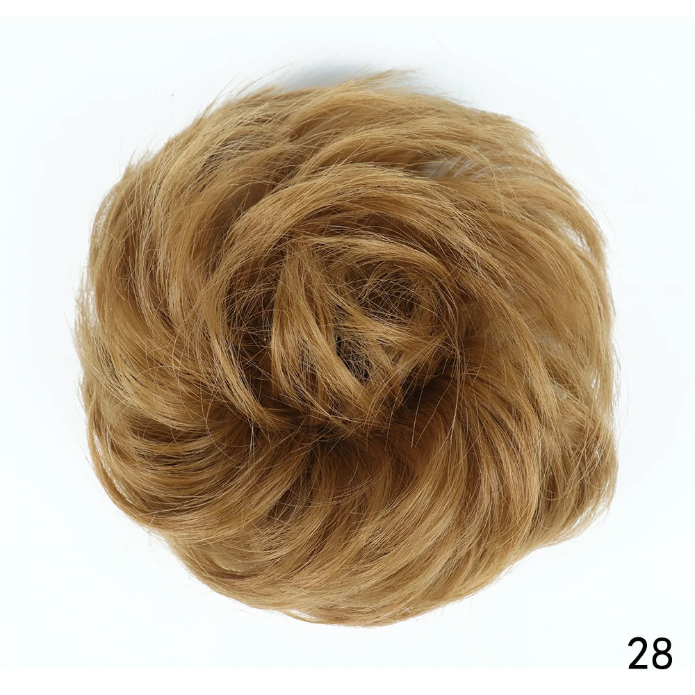 AZQUEEN moño de pelo sintético moño Natural gris desordenado banda para el cabello rizado elástico Scrunchy piezas de cabello falso para mujeres horquillas
