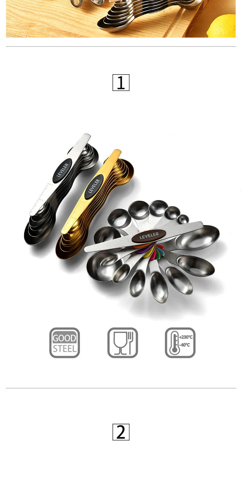 8 unids/set juego de cucharas medidoras magnéticas de acero inoxidable apilables cucharaditas de doble cara Metal preciso para latas de condimentos
