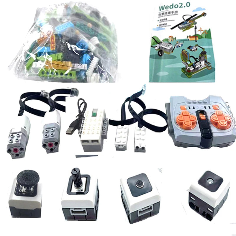 WeDo 2,0 RC batería de litio juego de robótica con seis bloques de construcción de sensores Compatible lego 45300 Scratch 3,0 juguete educativo de ladrillo