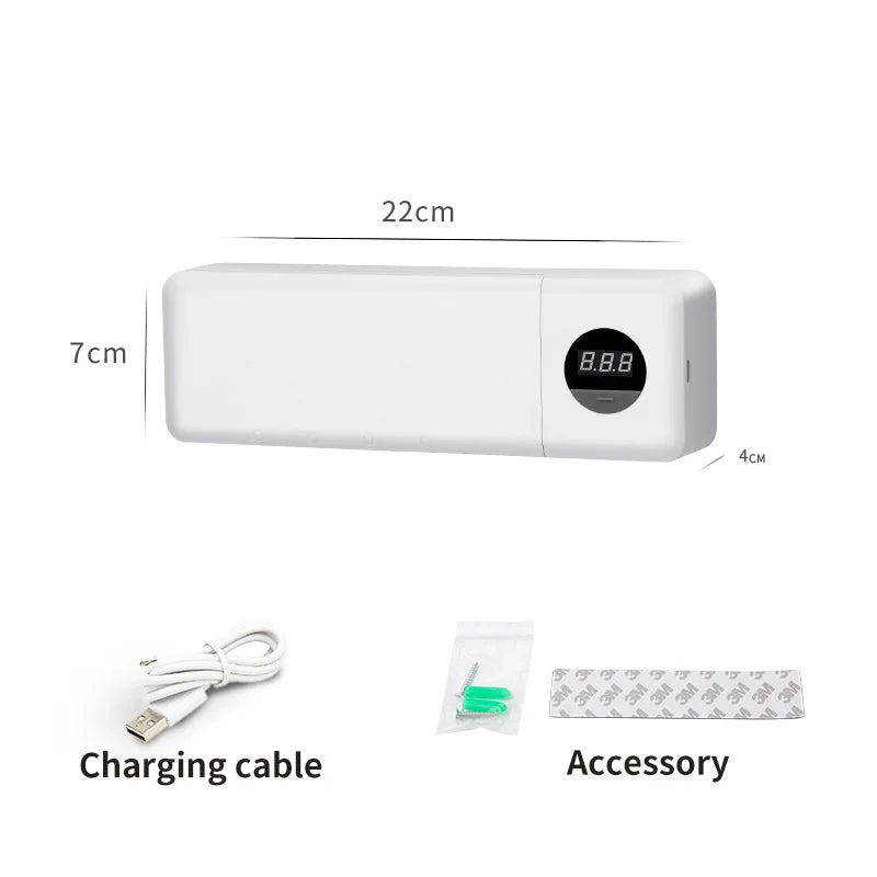 Esterilizador de cepillo de dientes eléctrico esterilización de cepillo de dientes UV con 4 ranuras recargable montado en la pared para soporte de cepillo de dientes de baño