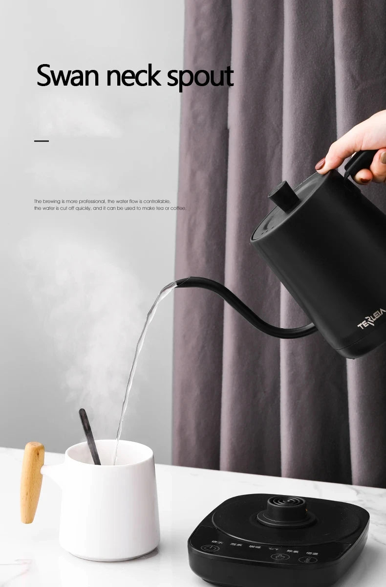 Hervidor Eléctrico de Cuello de Cisne de 800ml, Cafetera para Preparación Manual, Termo, Tetera de Acero Inoxidable 304, Jarra de Agua Inteligente con Control de Temperatura