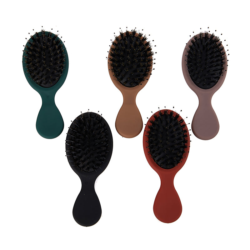 Mini cepillo ovalado portátil de cerdas de jabalí, peine de masaje para el cuero cabelludo, herramienta de peinado para el cuidado del cabello, 1 piezas