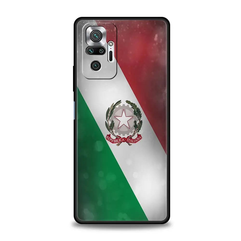 Funda de teléfono con bandera de Italia para Xiaomi Redmi Note 13, 12, 5G, 11, 10 Pro Plus, 4G, 9S, 8, 7, 9T, 13C, 12C, 10C, 9C, 9A, funda de silicona suave