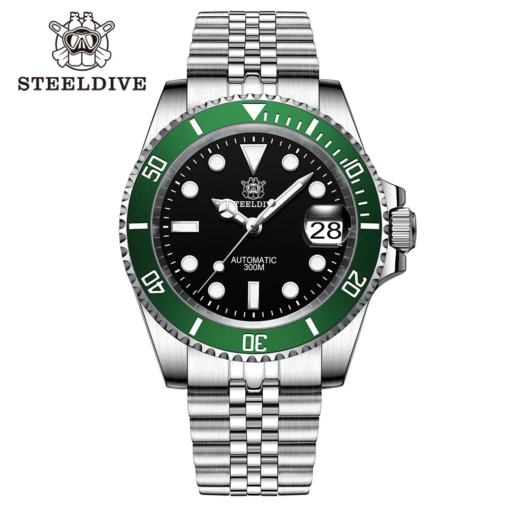 STEELDIVE SD1953 41MM clásico agua fantasma calendario lupa NH35 movimiento mecánico BGW9 superluminoso 30Bar reloj impermeable