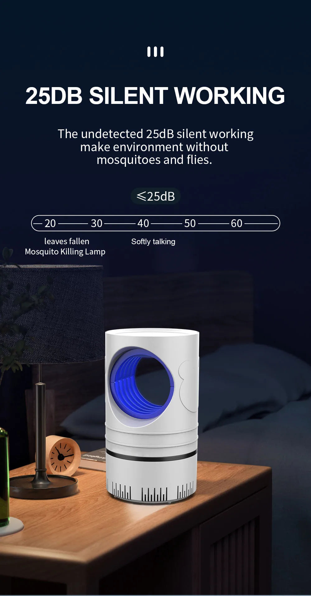 1 unidad de matamoscas eléctrico, trampa de luz LED, lámpara de Control de plagas pequeñas con fuente de alimentación USB y adaptador