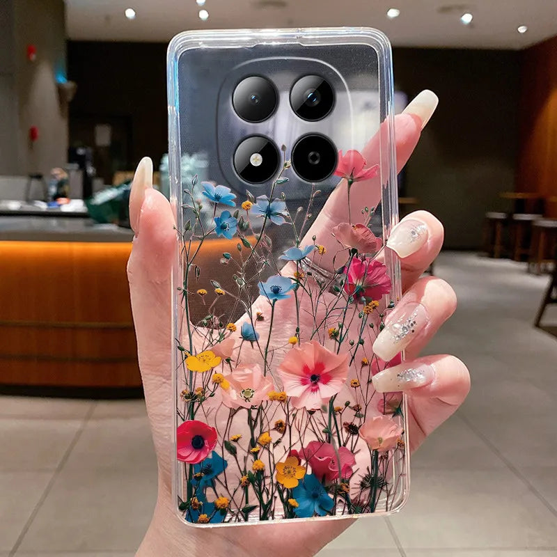 Funda para Teléfono Xiaomi Redmi Note 15 Pro 4G, Carcasa Protectora con Diseño de Lazo de Mariposa, Transparente, de Silicona TPU Suave