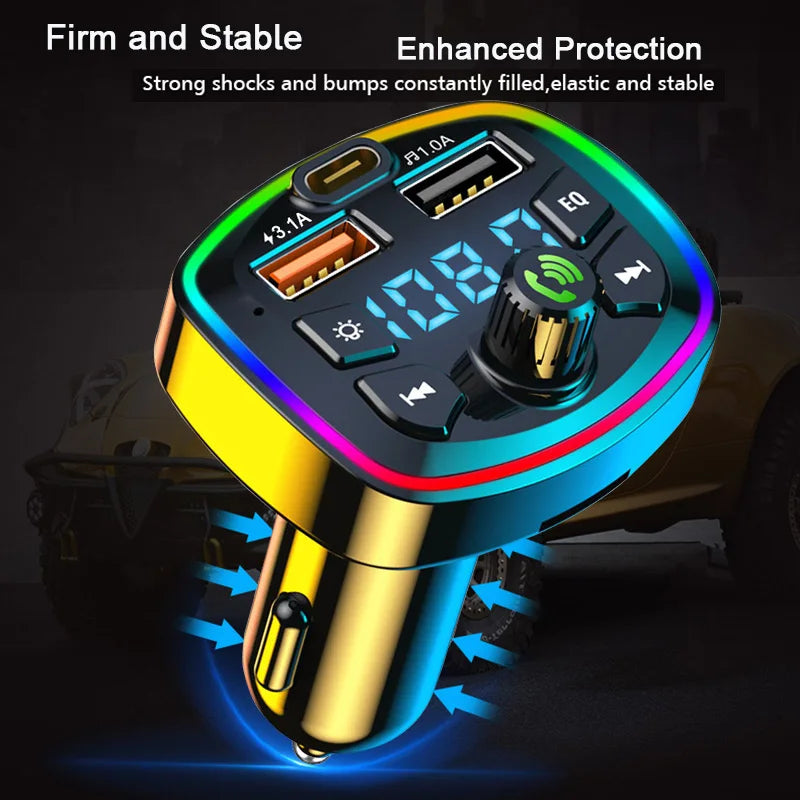 Transmisor FM Bluetooth 5,0 para coche, adaptador inalámbrico, micrófono, receptor de Audio, reproductor MP3 automático 2.1A, cargador rápido USB Dual, accesorios para coche