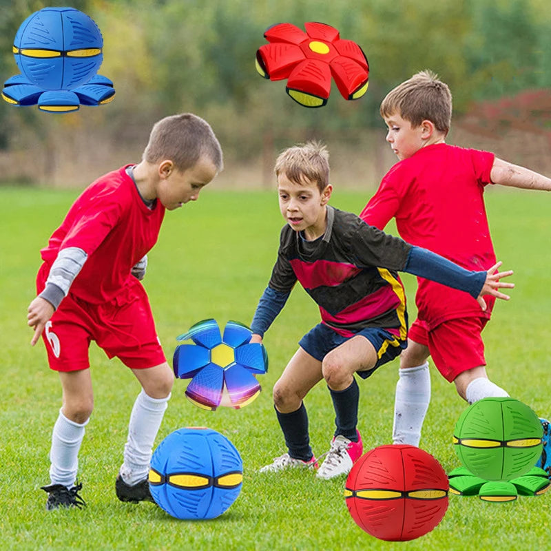 Bola de platillo volador azul para padres y niños al aire libre, juguete para pies, deformación mágica, presión del pie, Bola de ventilación de descompresión