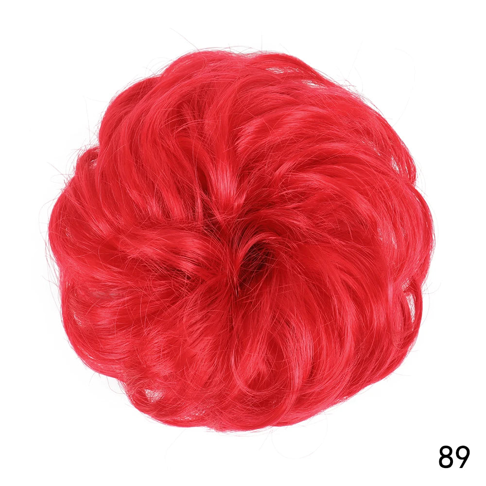 AZQUEEN moño de pelo sintético moño Natural gris desordenado banda para el cabello rizado elástico Scrunchy piezas de cabello falso para mujeres horquillas