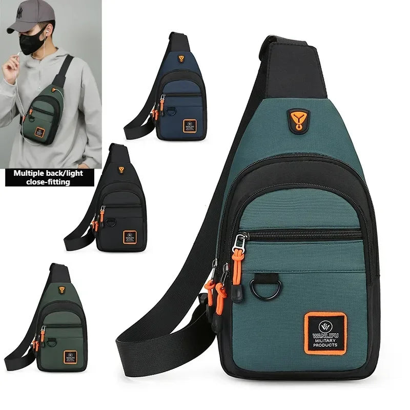Riñoneras informales con estilo para hombre, bolso de pecho para hombre, bolso de pecho a la moda, bolso de hombro tipo bandolera de tela Oxford ligero