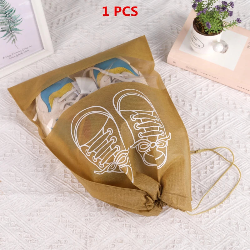 Organizador de zapatos Visible, bolsa de almacenamiento con cordón no tejido grueso a prueba de polvo, bolsa de viaje para ropa, bolsos de almacenamiento, 1/3/5 Uds.