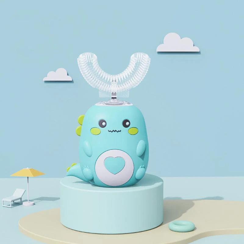 Cepillo de dientes eléctrico para niños, silicona de calidad alimentaria, Oral, carga Usb automática de 360 grados, cepillo de dientes inteligente para niños en forma de U