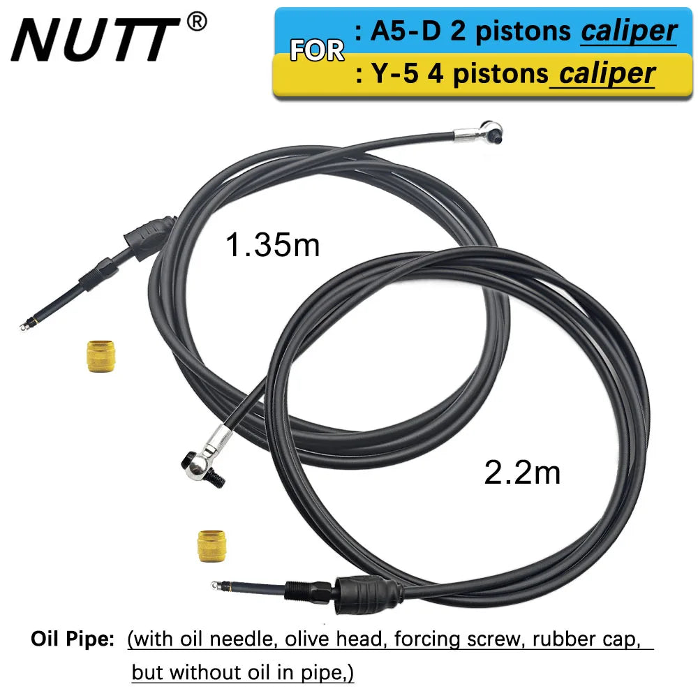 NUTT Y-5 A5-D tubo de aceite 1,35 m 2,2 m para Scooter E-bike pinzas eléctricas tubo de aceite aguja de aceite cabeza de oliva tapa de goma junta plateada