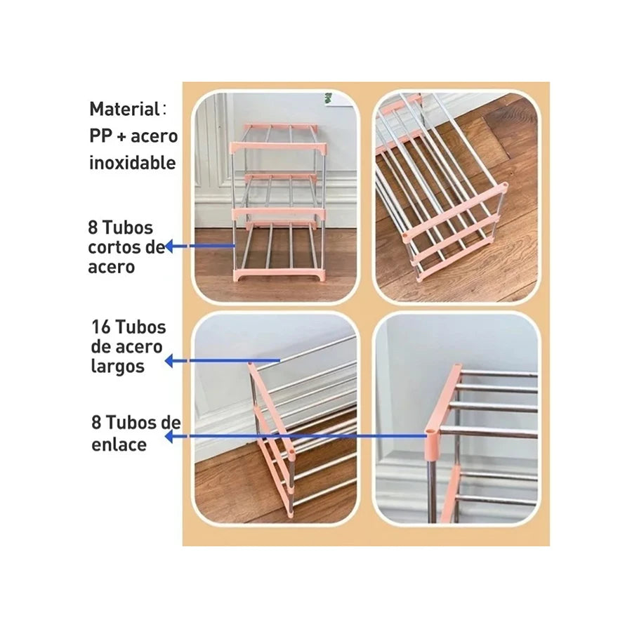 Organización familiar 6/7/8 capas de estantes de zapatos, montaje simple, almacenamiento a gran capacidad, adecuado para almacenamiento múltiple de zapatos