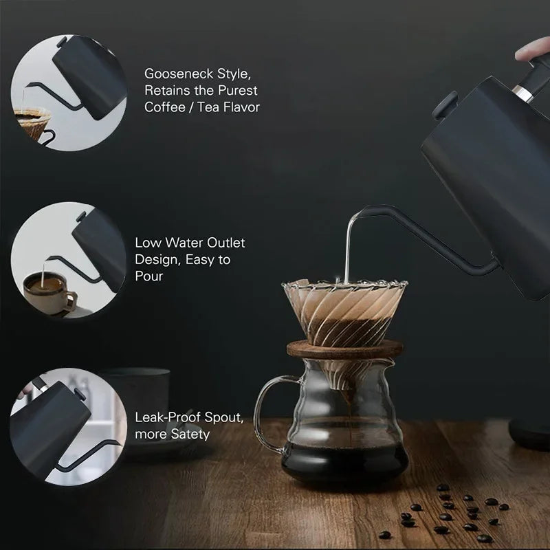Hervidor eléctrico de cuello de cisne de 1200W con Control de temperatura, hervidor eléctrico para café y té, cafetera de 110v/220v