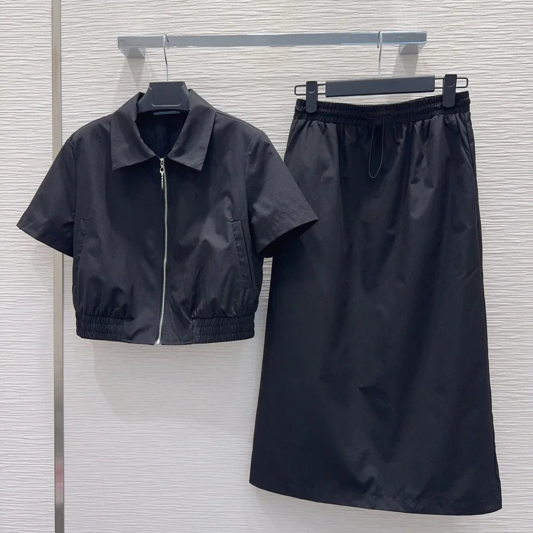 Conjunto de Falda y Chaqueta de Manga Corta para Mujer, Alta Calidad, Nuevo 2026, Moderno y Adecuado para el Uso Diario xy2652113