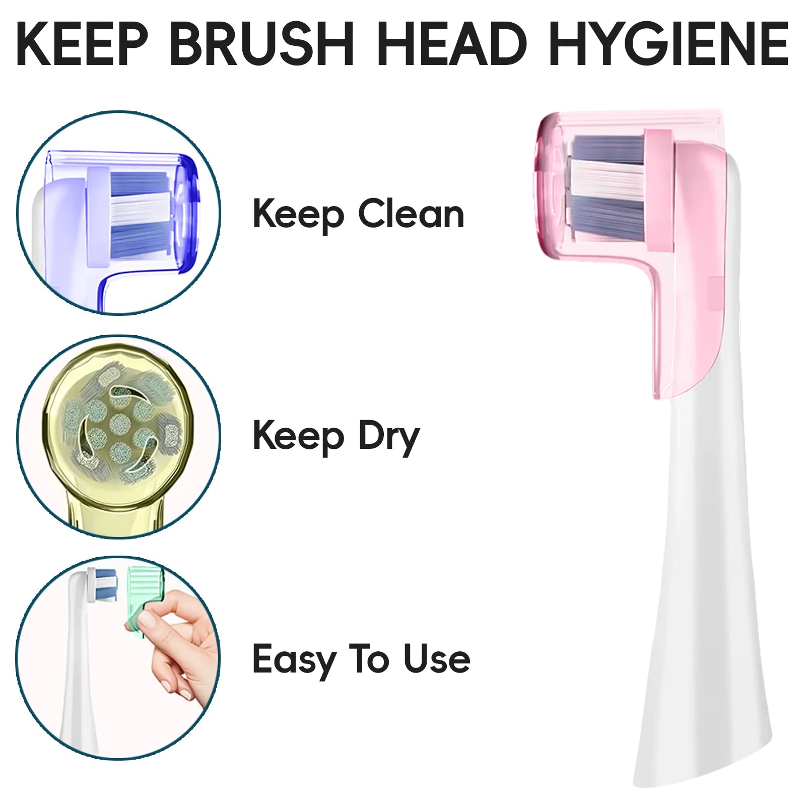 4 Uds. Compatible con cabezales de cepillo de dientes eléctrico Oral B iO, cubiertas a prueba de polvo, tapa protectora para todas las cabezales de cepillo de dientes redondos