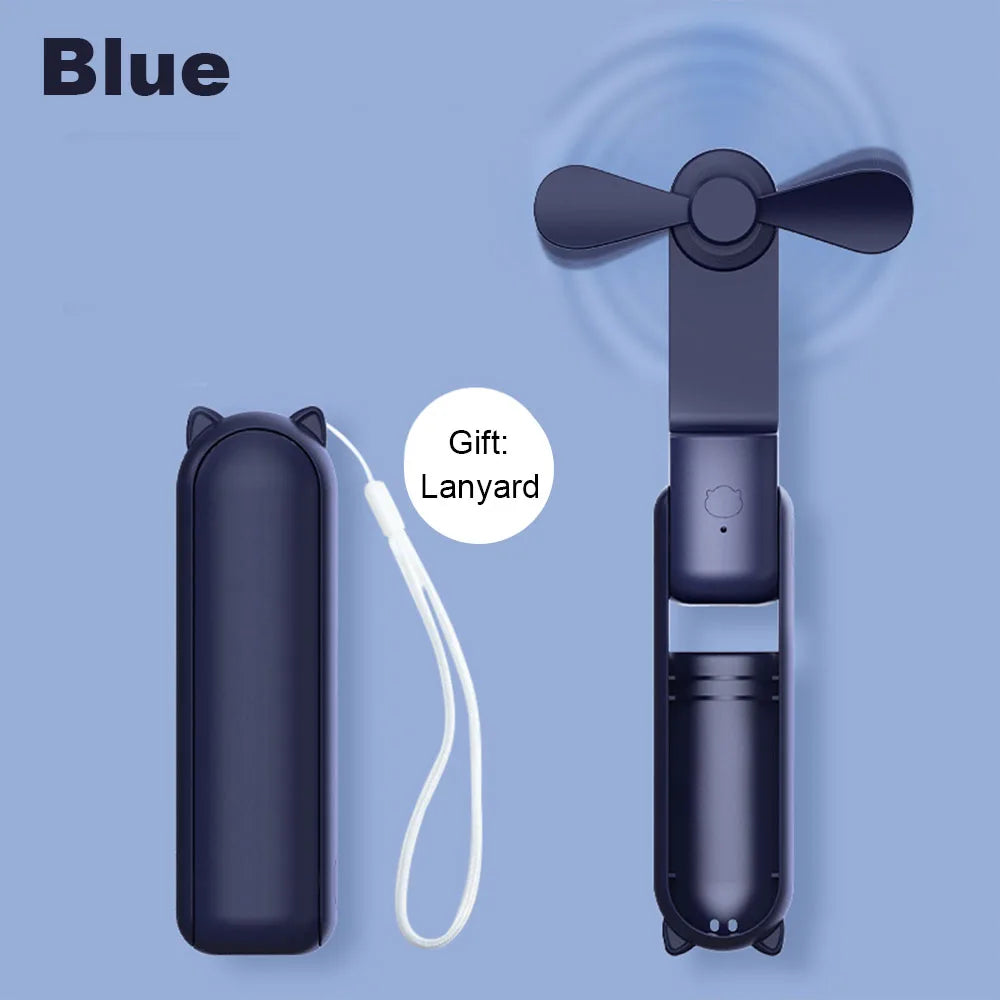 Mini ventilador de mano portátil, pequeño ventilador de bolsillo, batería recargable por USB, ventilador de mano de refrigeración plegable, Mini ventilador USB con Banco de energía