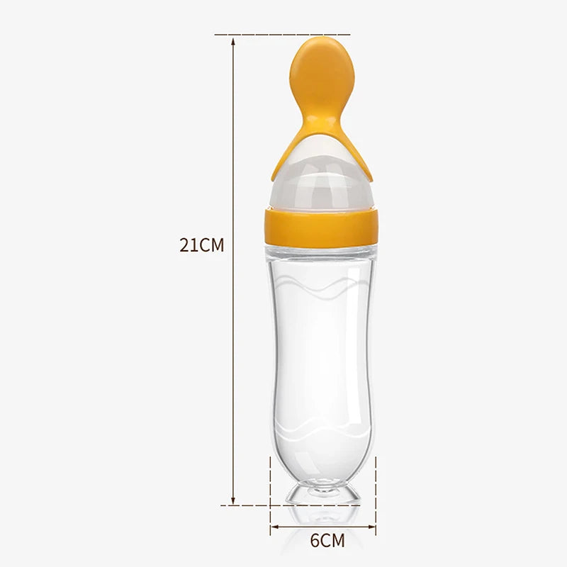 Biberón exprimidor de silicona para entrenamiento de bebés recién nacidos, cuchara para comida de cereales y arroz, suplemento alimentador, vajilla útil segura para niños