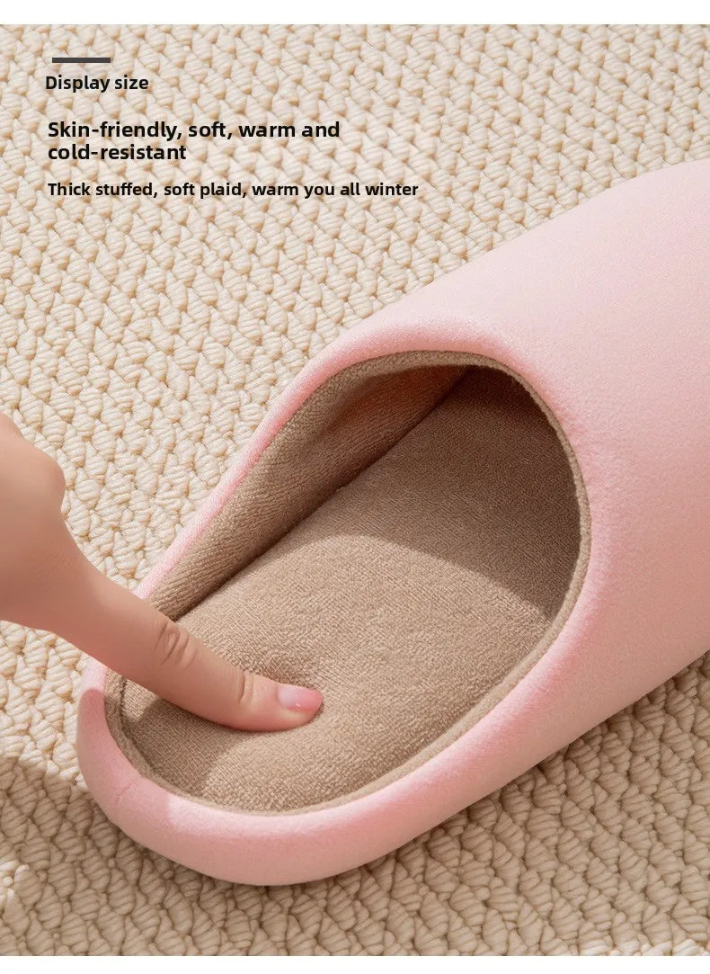 Zapatillas de algodón insonorizadas neutrales, suelas blandas de estilo japonés, zapatillas de invierno antideslizantes para parejas, zapatos para el hogar para suelo interior