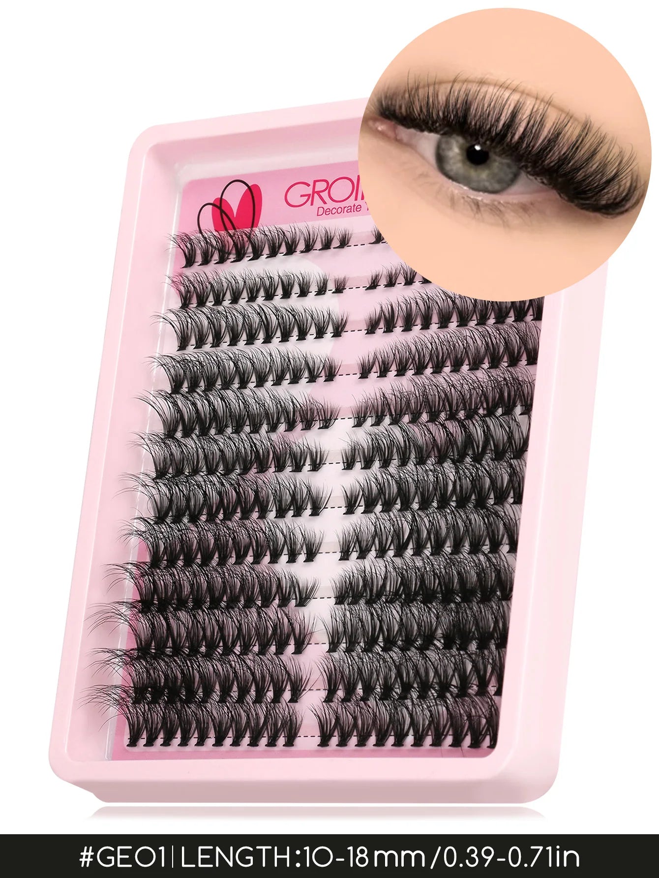 GROINNEYA grupos de pestañas pestañas de gato extensiones de pestañas individuales tenues volumen grupos esponjosos pestañas DIY maquillaje de pestañas