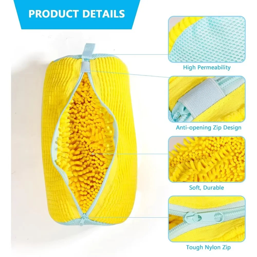 Bolsa para zapatos de lavado, Protector de zapatos de lavandería de red acolchada, fibras esponjosas, zapatos de lavado de poliéster, bolsa de lavandería, bolsas de secado, 1 Uds.