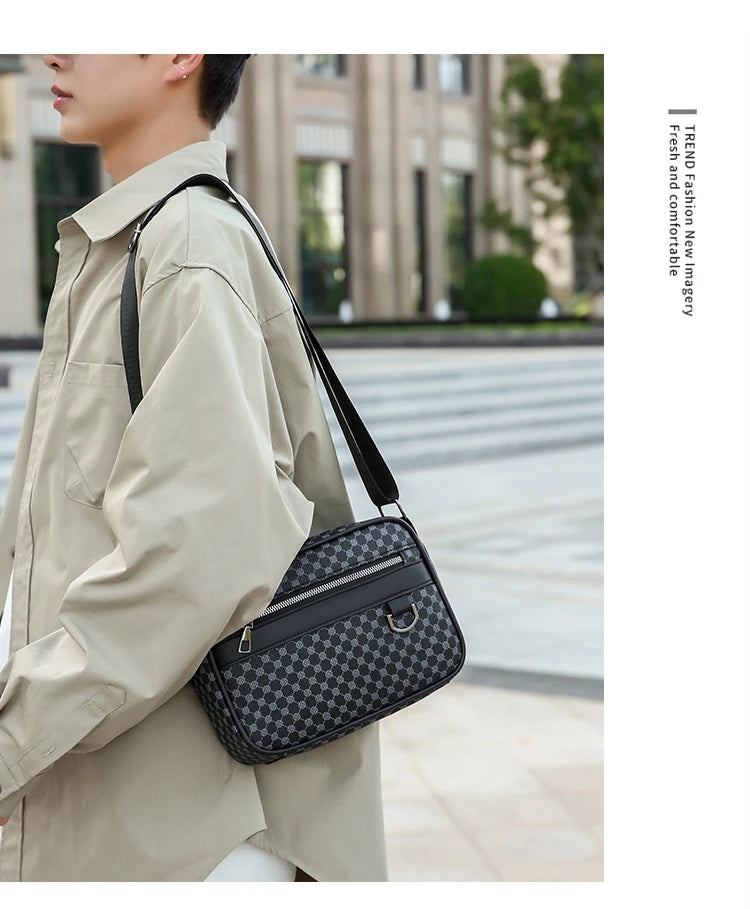 Bolso de hombro con estampado de moda para hombre, bandolera de mensajero de piel sintética, bolso de estilo Vintage para hombre, bolso de hombro, regalo para hombre