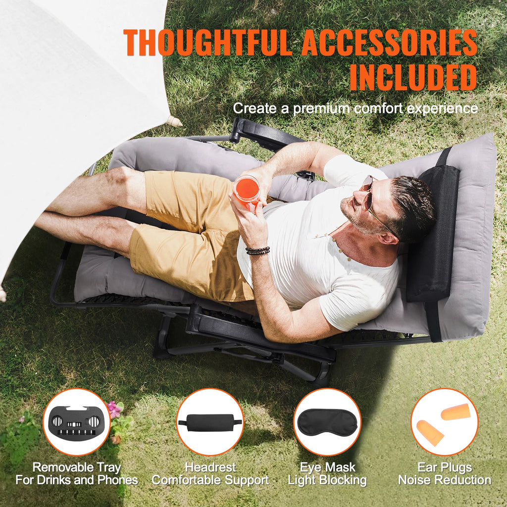 SucceBuy Silla de gravedad cero, sillón reclinable de gravedad cero, silla antigravedad ajustable con cojín, reposapiés y portavasos