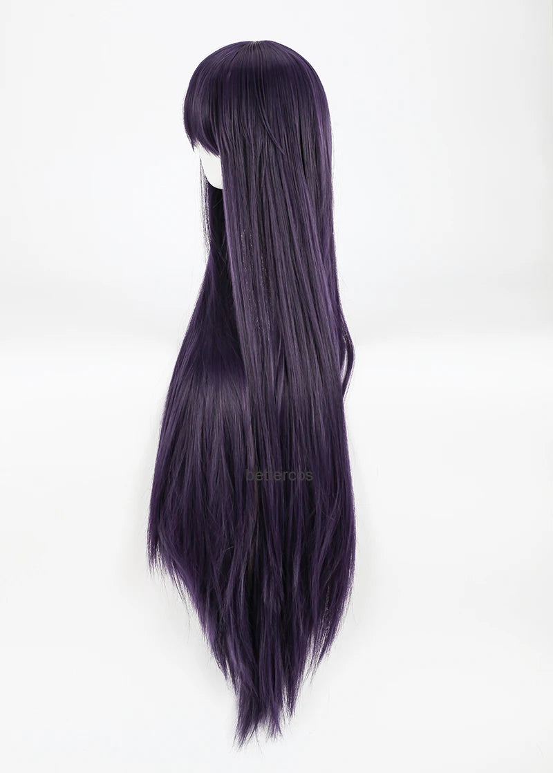 Inu x Boku SS Ririchiyo Shirakiin Riricho pelucas de Cosplay 100CM de largo púrpura negro peluca de pelo sintético resistente al calor + gorro de peluca