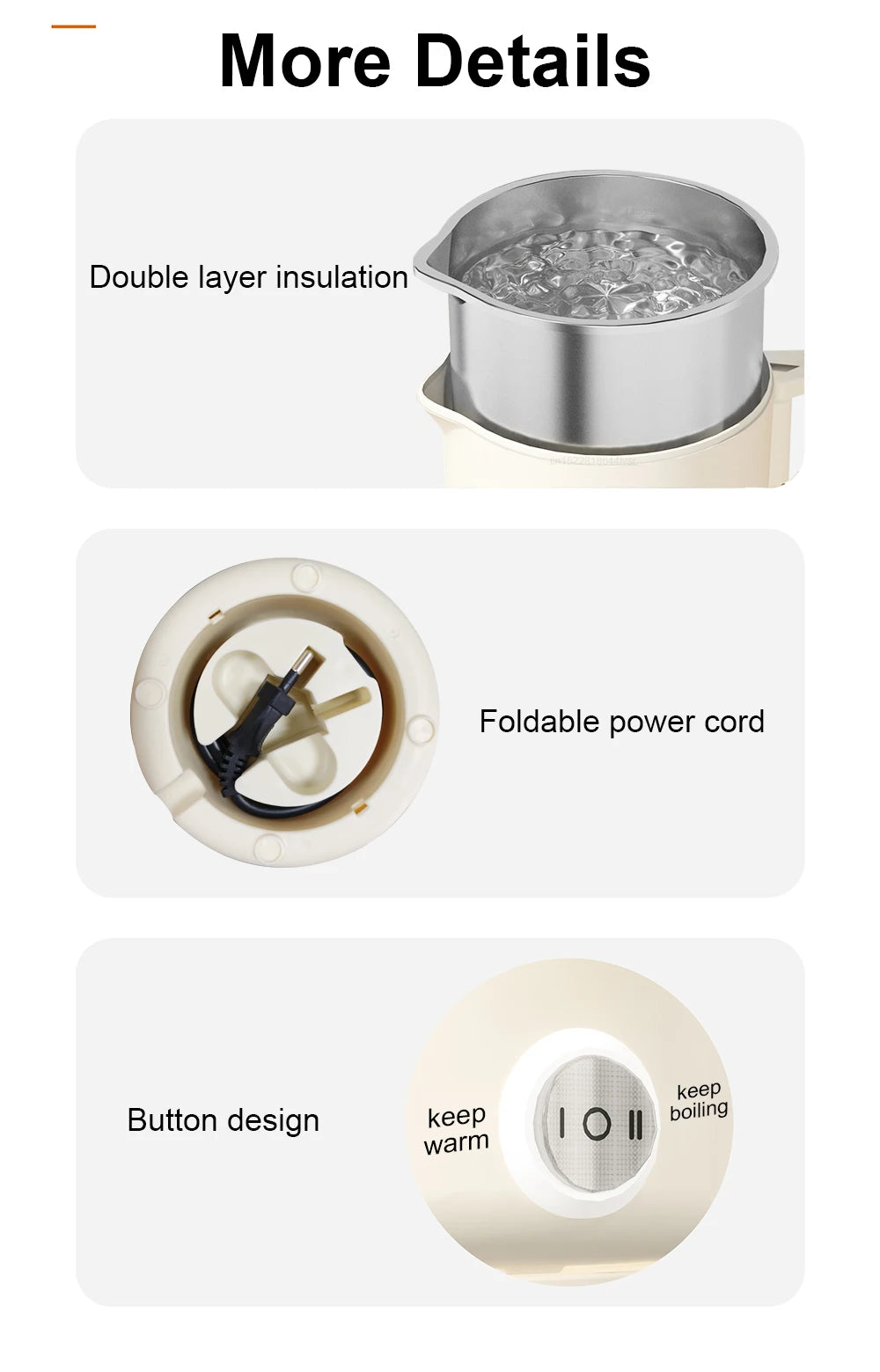 Mini Hervidor eléctrico plegable, calentador de agua portátil de 1000ML, hervidor eléctrico de viaje, hervidor doméstico plegable, olla eléctrica para hervir