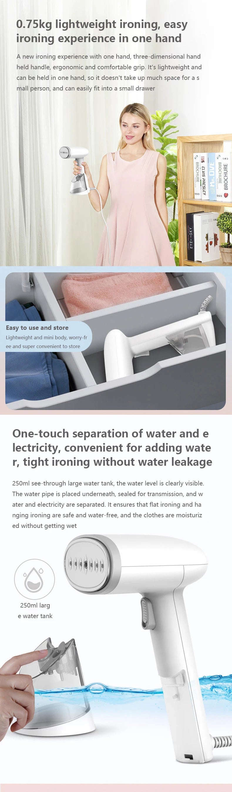Haier-vaporizador de ropa portátil, limpiador de vapor eléctrico para el hogar, eliminación de ácaros colgantes, vaporizador de mano para ropa
