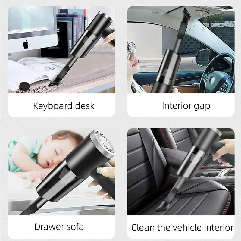 Aspirador de coche inalámbrico portátil, aspirador inalámbrico de doble uso para el hogar y el coche, potente aspirador de alta potencia de 120W