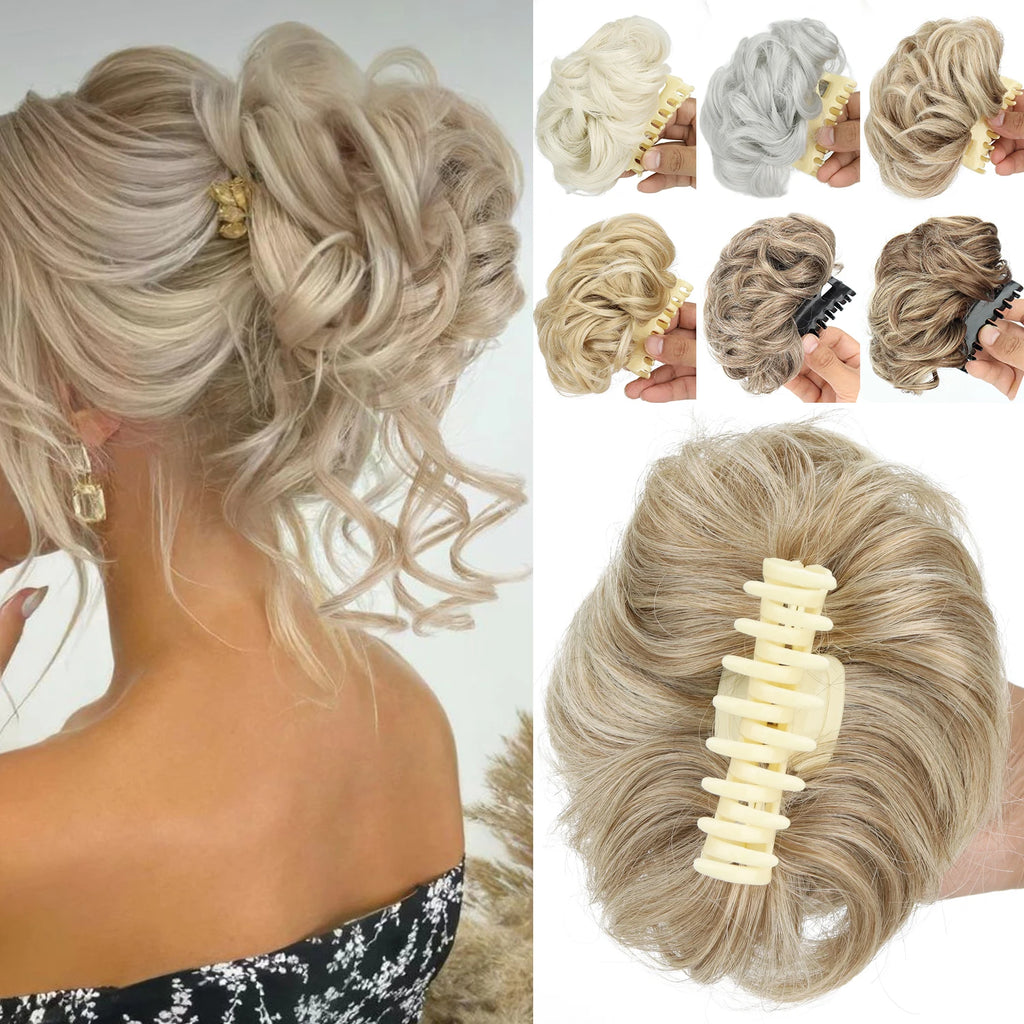 Extensiones de Cabello Sintético con Clip, Moño Despeinado, Postizo Rizado para Mujer, Uso Diario y Fiestas, Varios Colores Disponibles