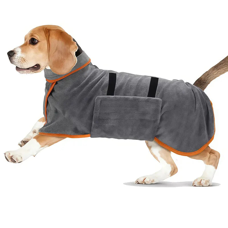 Toalla de albornoz para perros 2 en 1, cinta mágica ajustable, bata de secado rápido, ropa súper absorbente para mascotas para perros pequeños y medianos después del baño
