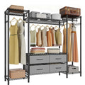 Armario Armable para Ropa con 3 Barras para Colgar, 6 Estantes, 2 Ganchos y 4 Cajones para Guardar Ropa, 144 x 37 x 180 cm, Rack para Ropa