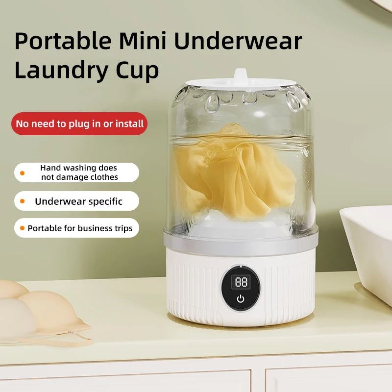Mini lavadora eléctrica para el hogar, taza de lavado, ropa interior, calcetines, pequeña lavadora de carga inalámbrica