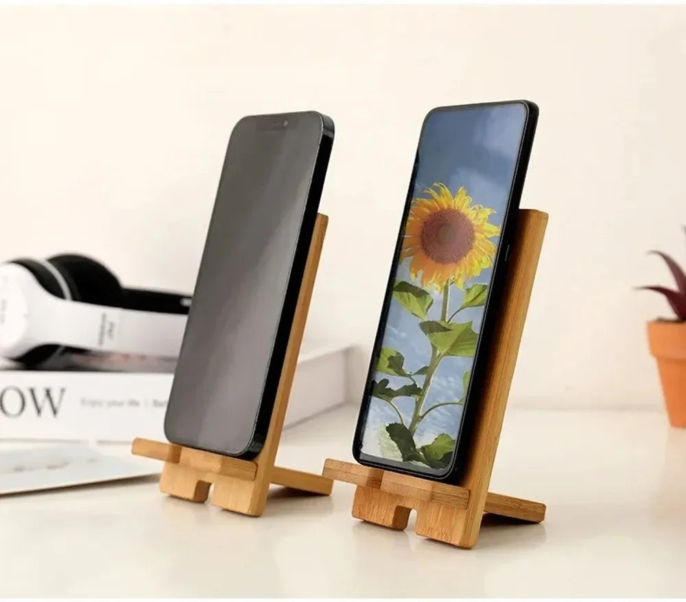 Soporte de madera para teléfono de escritorio, soporte multifuncional para tableta, soporte para teléfono móvil para el hogar/oficina
