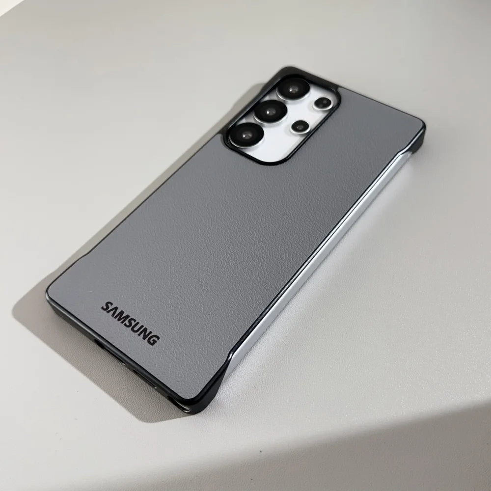 Funda de teléfono con textura de cuero de negocios ultrafina sin marco Samsung Galaxy S25 Ultra S24 Plus S25 Edge mate cubierta suave a prueba de golpes